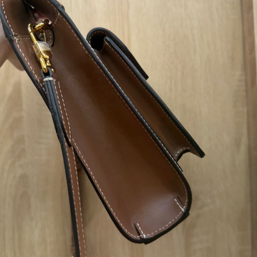 Burberry 米帆布咖牛皮mini pocket手提斜背包-3
