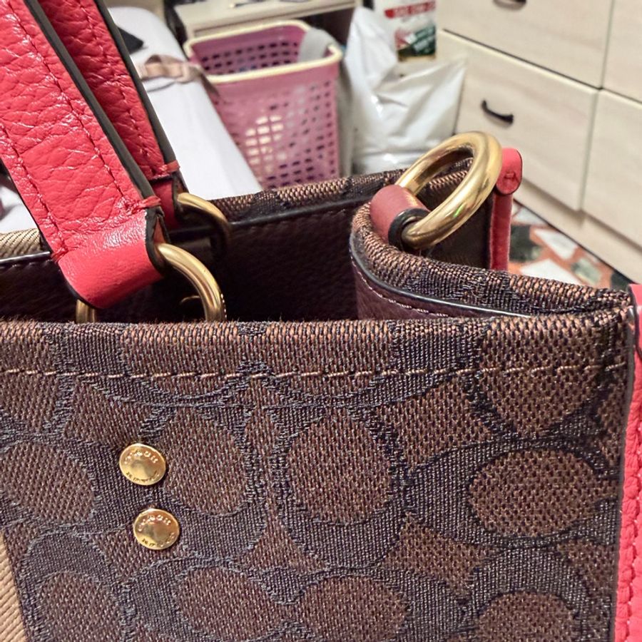 COACH Dempsey 4113 老花帆布拼接提袋 /側背包 /手提包-15