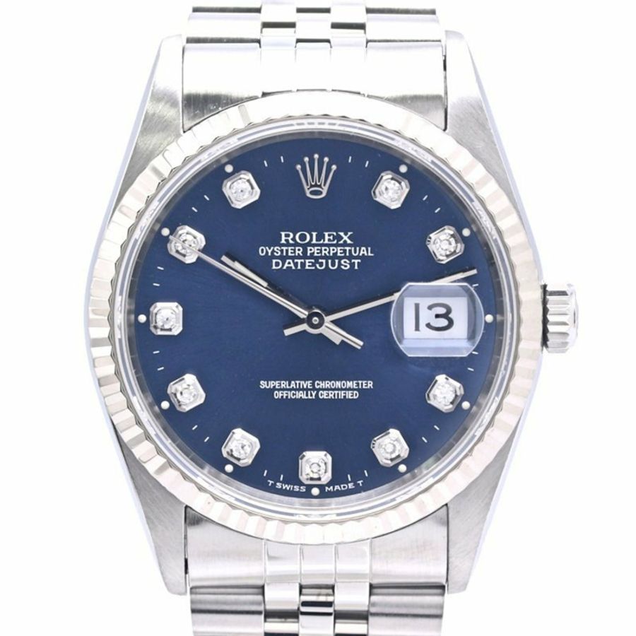勞力士 Datejust 10P 鑲鑽 16234G 男士腕錶 18K 白金 x 不鏽鋼 40300-0