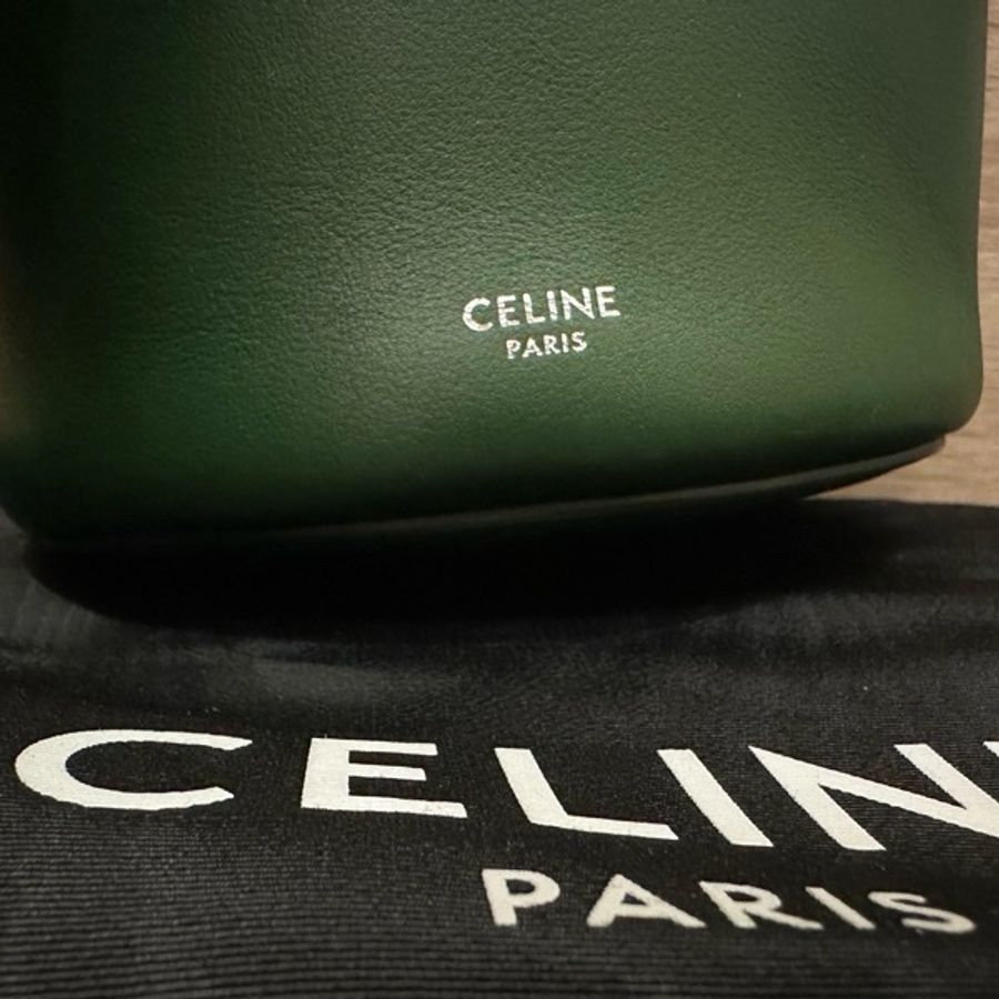 Celine BIG BAG NANO BUCKET 墨綠色-5