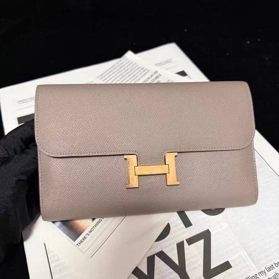 【98新 ✨ 全網最低價!】 Hermes 愛馬仕 constance 康康錢包 銀河灰 金扣 斜挎包(下單前先詢問庫存❗️)-3