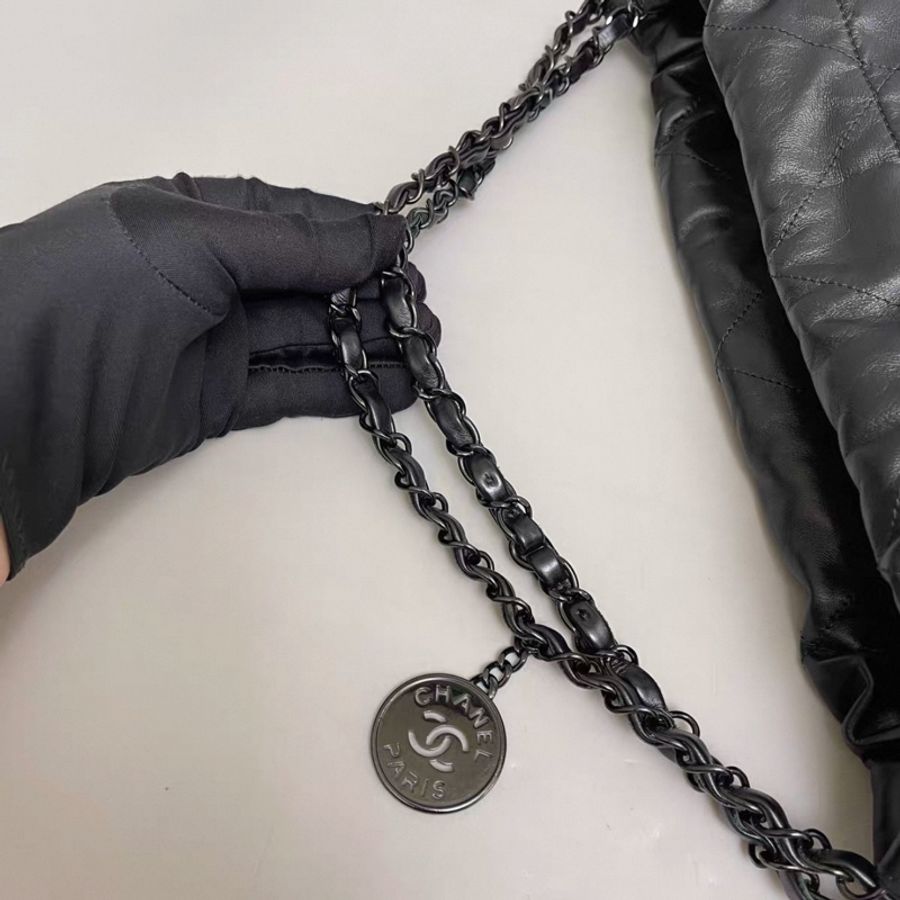 🈶台灣購證 #閒置全配 #全黑SoBlack 香奈兒22bag垃圾袋Hobo包 芯片款-22
