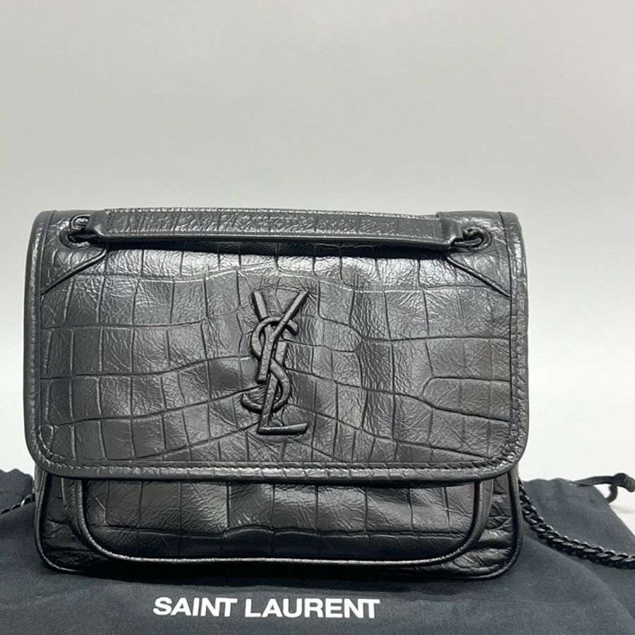 YSL/聖羅蘭 黑色鰐壓紋niki小號baby鏈條尺寸:22*17cm 附件:塵袋-0