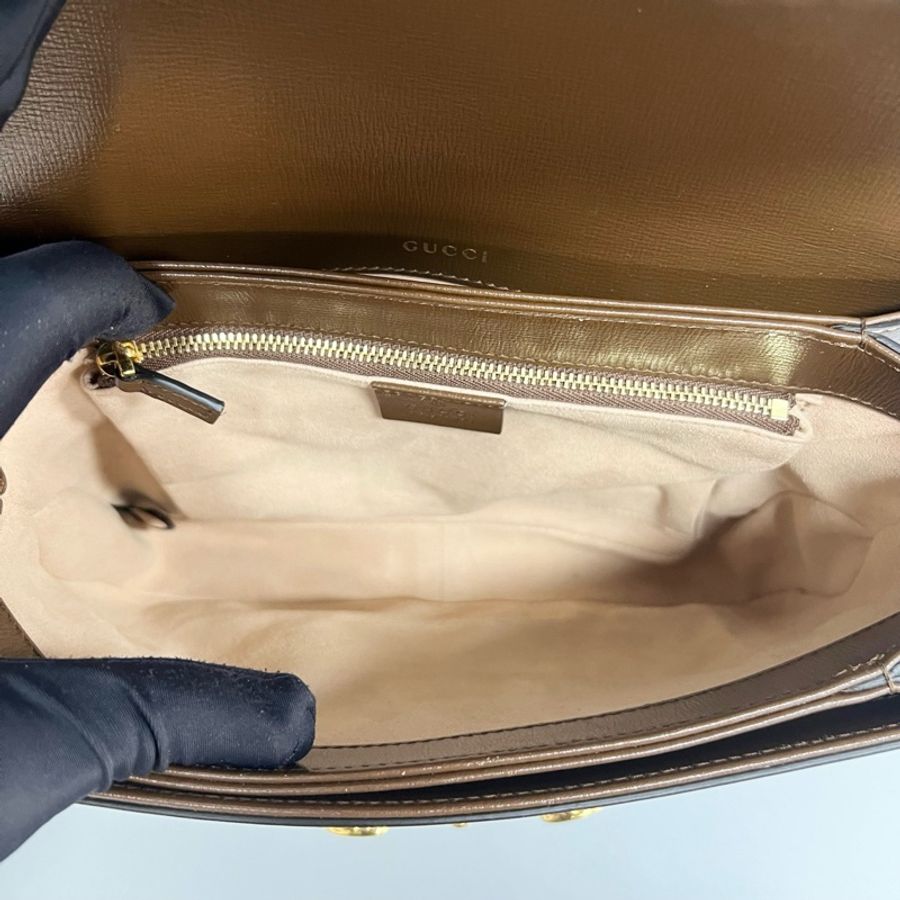 98新Gucci/古馳 棕色老花1955中號馬鞍包 腋下單肩斜挎包 尺寸:25*6*15cm-8