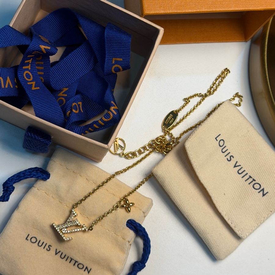 LOUIS VUITTON 水鑽M00596 金色項鍊-0