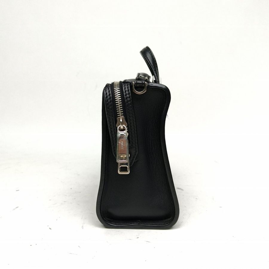 FENDI 黑色牛皮銀扣小怪獸logo手提斜挎包-1