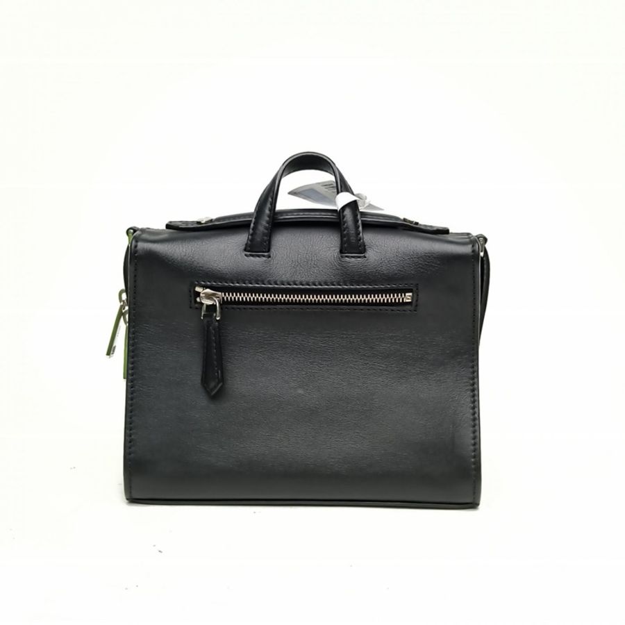 FENDI 黑色牛皮銀扣小怪獸logo手提斜挎包-2