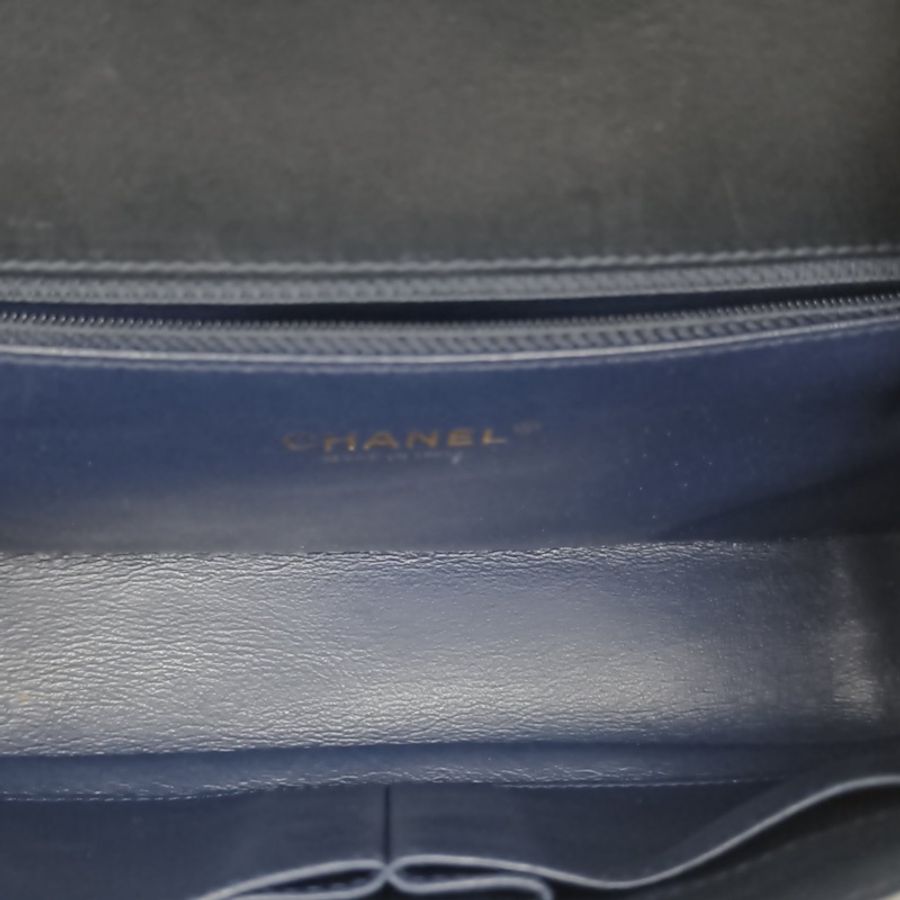 CHANEL 拼色毛呢26開金扣雙C大logo季節款口蓋包中號-4