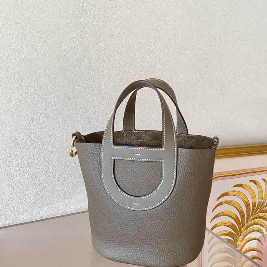99新 Hermès 愛馬仕loop菜籃子18 大象灰金扣 B刻 無附件-1