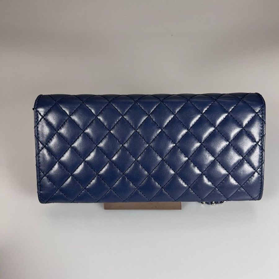CHANEL WOC長款羊皮藍 保卡款14開-1