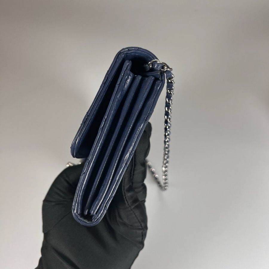 CHANEL WOC長款羊皮藍 保卡款14開-2