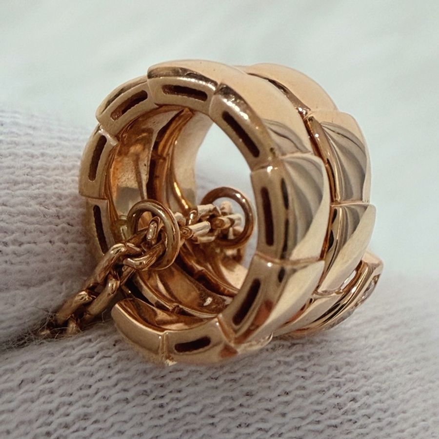BVLGARI 357794 Serpenti Viper 18K 玫瑰金 半密鑲鑽石 張凌赫 項鍊-37