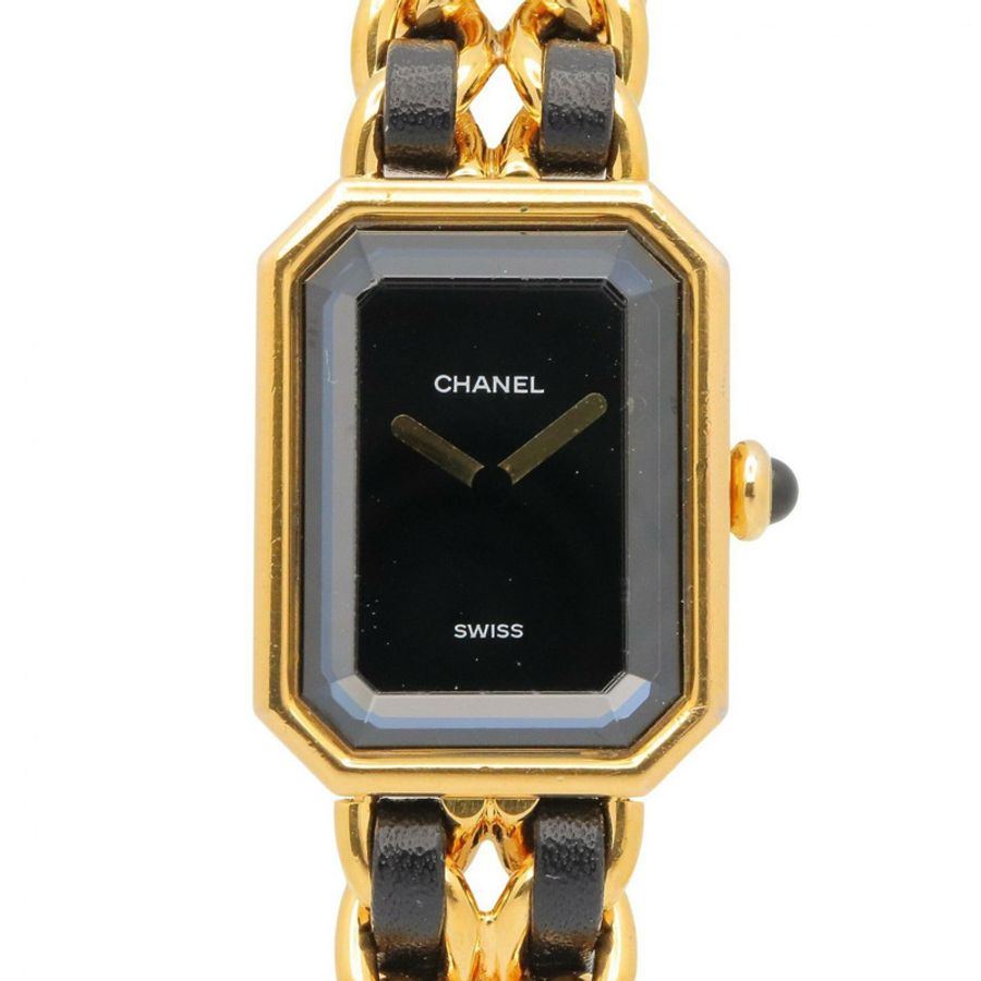 香奈兒 (Chanel) CHANEL Première XL 女士腕錶,鍍金 (GP) 錶殼,皮革錶帶,黑色,H0001-0