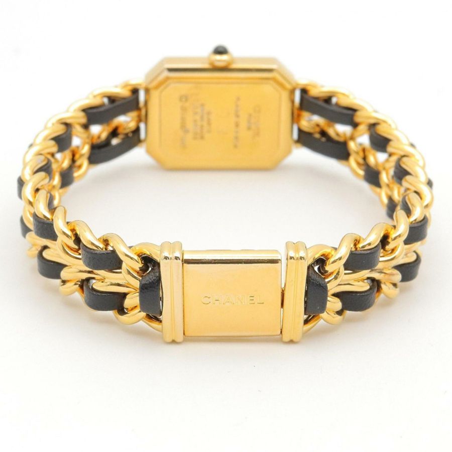 香奈兒 (Chanel) CHANEL Première XL 女士腕錶,鍍金 (GP) 錶殼,皮革錶帶,黑色,H0001-4