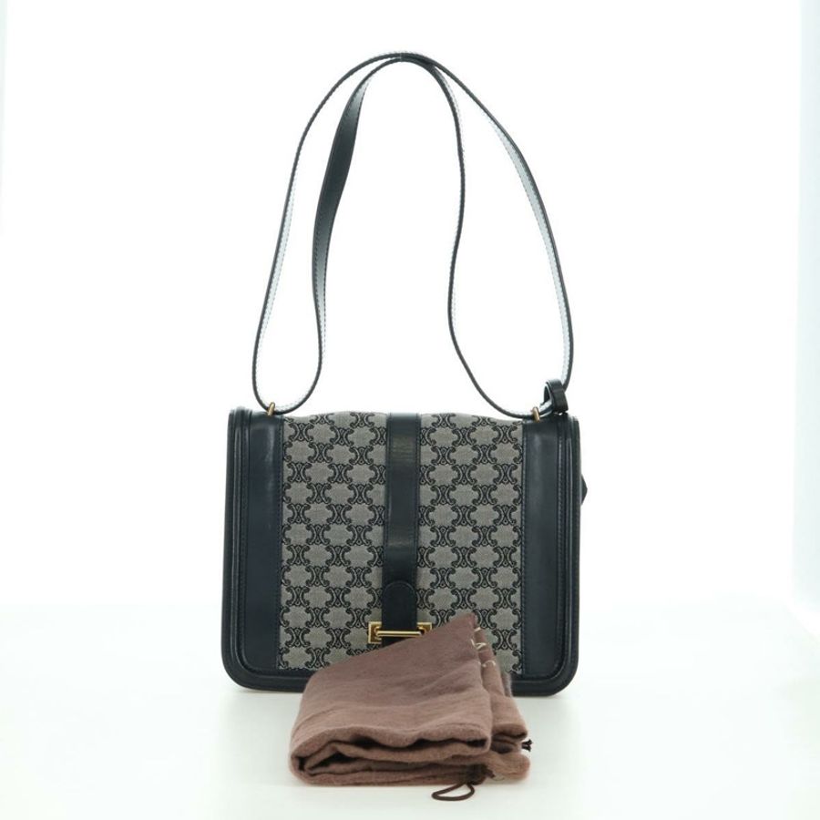 【日本直送】CELINE Macadam帆布肩背包 黑色金色 正品 YKZ208V-11