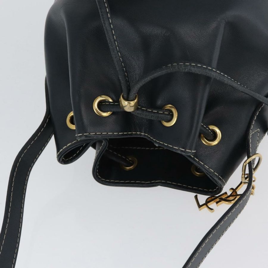 【日本直送】SAINT LAURENT 手提包 單肩包 皮革 海軍藍 白色 金色 正品 am11069A-5