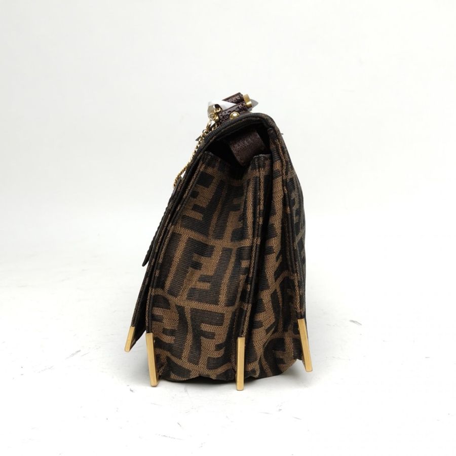 FENDI 老花帆布中古FF斜挎包風琴款-1