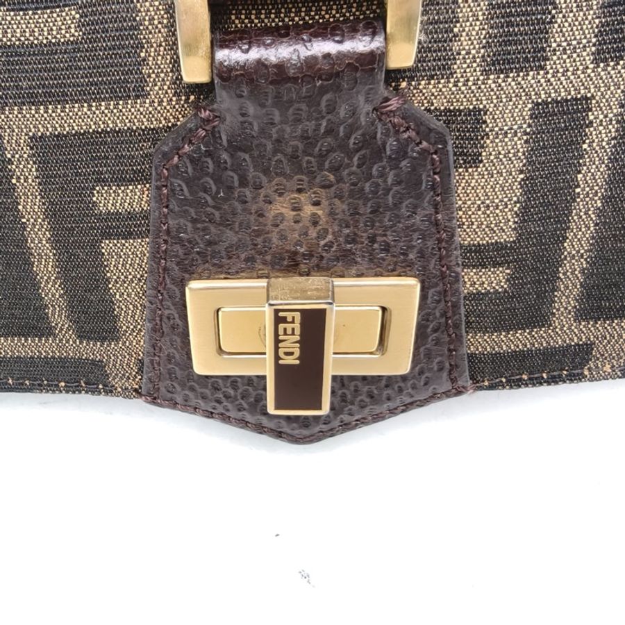 FENDI 老花帆布中古FF斜挎包風琴款-4