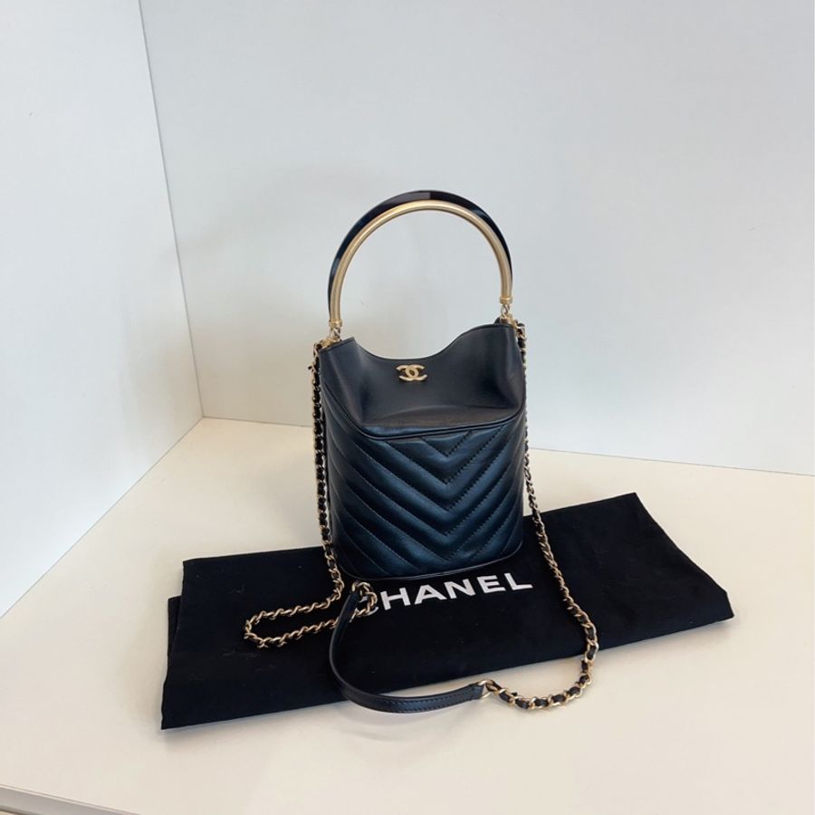 ✨Chanel 稀有漢堡系列 V紋水桶包 98新🖤-5