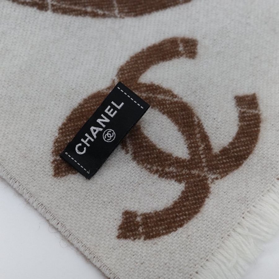 Chanel 香奈兒 24K 經典駝色 米色 羊毛 長款圍巾-4