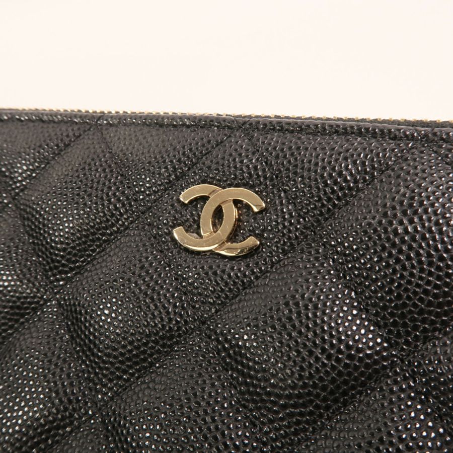 CHANEL 牛皮皮革Double Zip Clutch金扣鏈帶肩背袋-9