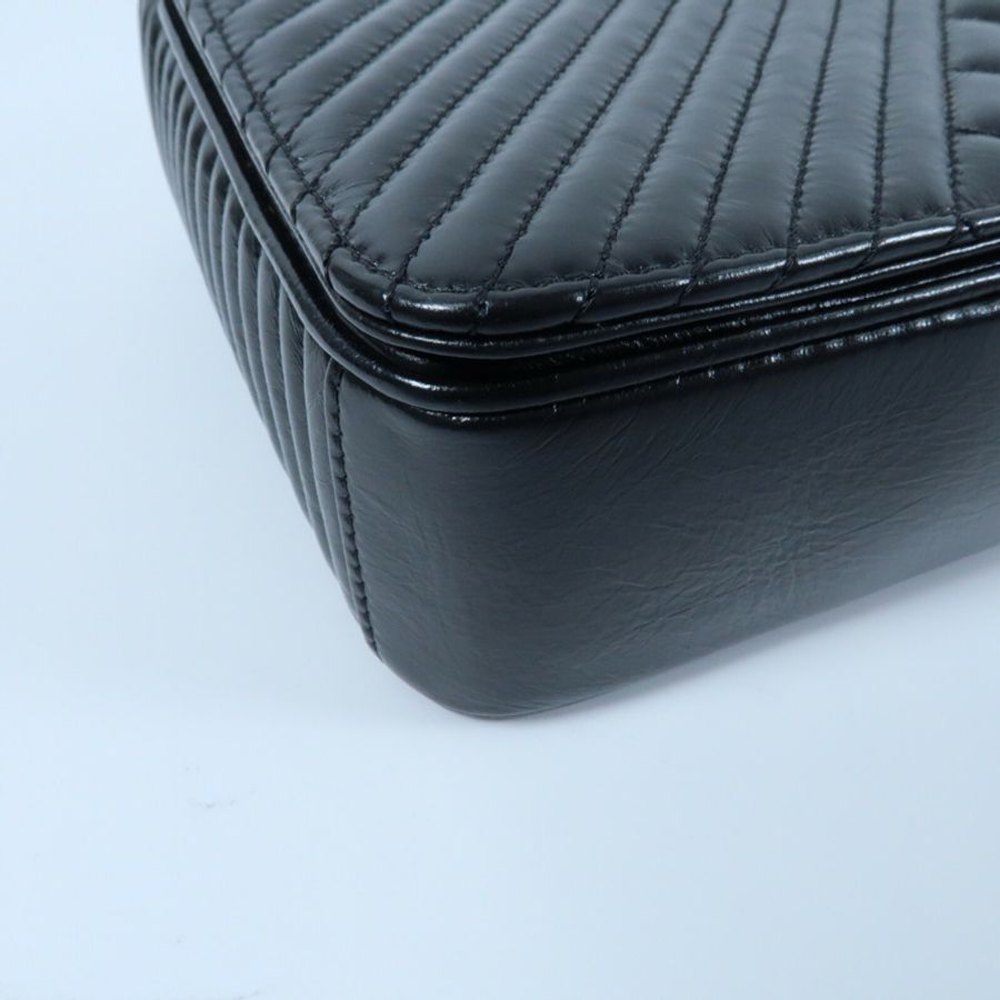 CHANEL 牛皮皮革Coco Boy Flap Bag鏈帶肩背袋-4