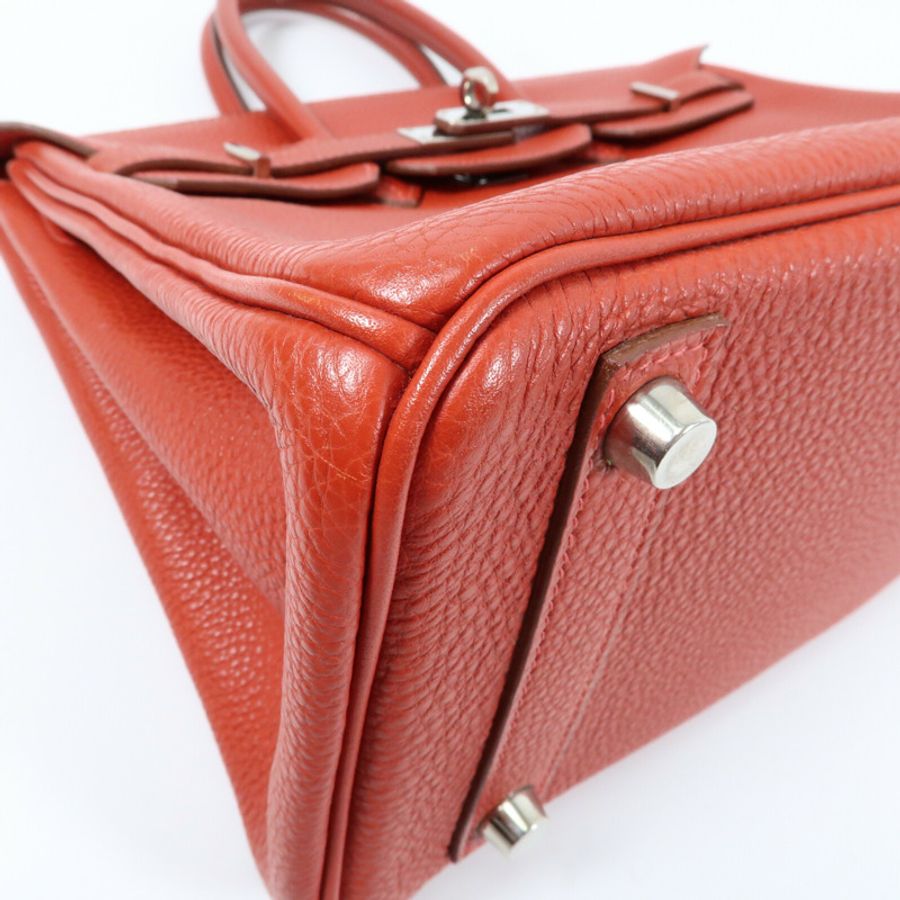 HERMES Togo皮革Birkin 25銀扣手挽袋-4