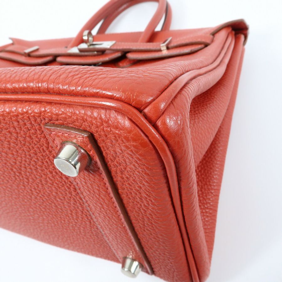 HERMES Togo皮革Birkin 25銀扣手挽袋-5