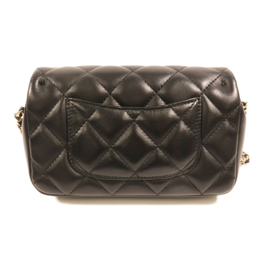 CHANEL 羊皮皮革Chain Shoulder金扣鏈帶肩背袋-1