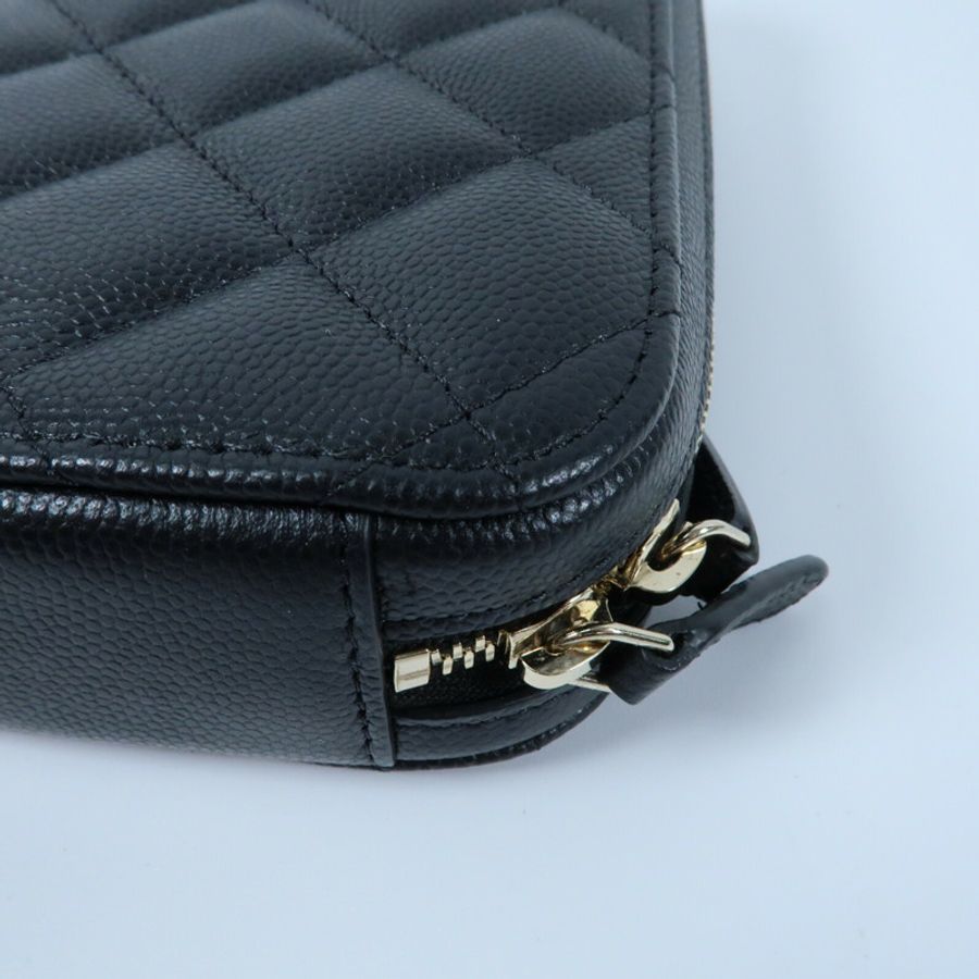 CHANEL 牛皮皮革Phone Bag金扣鏈帶肩背袋-5