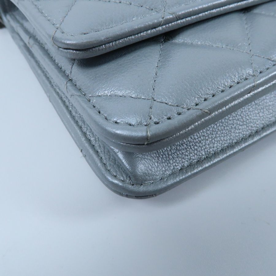 CHANEL 牛皮皮革WOC Wallet On Chain銀扣鏈帶肩背袋-4