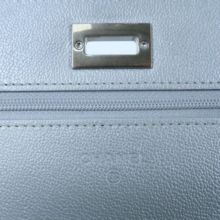 CHANEL 牛皮皮革WOC Wallet On Chain銀扣鏈帶肩背袋-12