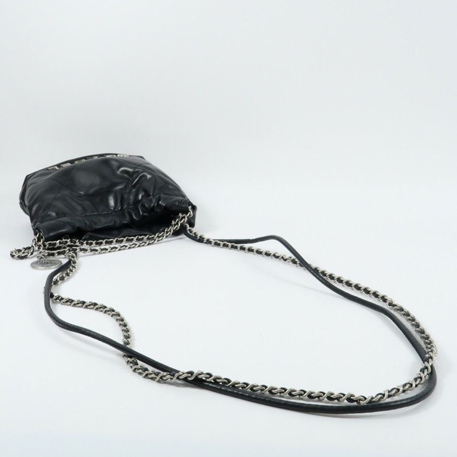 CHANEL 牛皮皮革Mini 22銀扣手挽肩背兩用袋-8