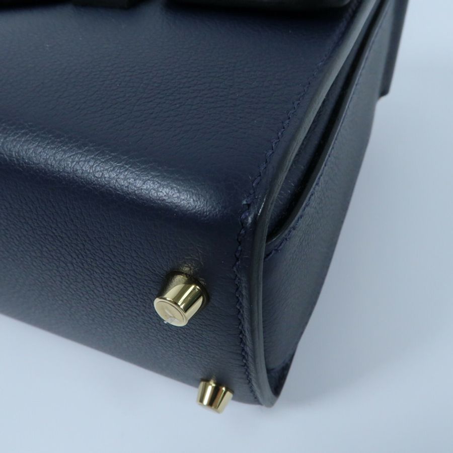 HERMES 【Hermes Fair】Evercolor皮革New Drag II金扣手挽肩背兩用袋Bleu Nuit-7