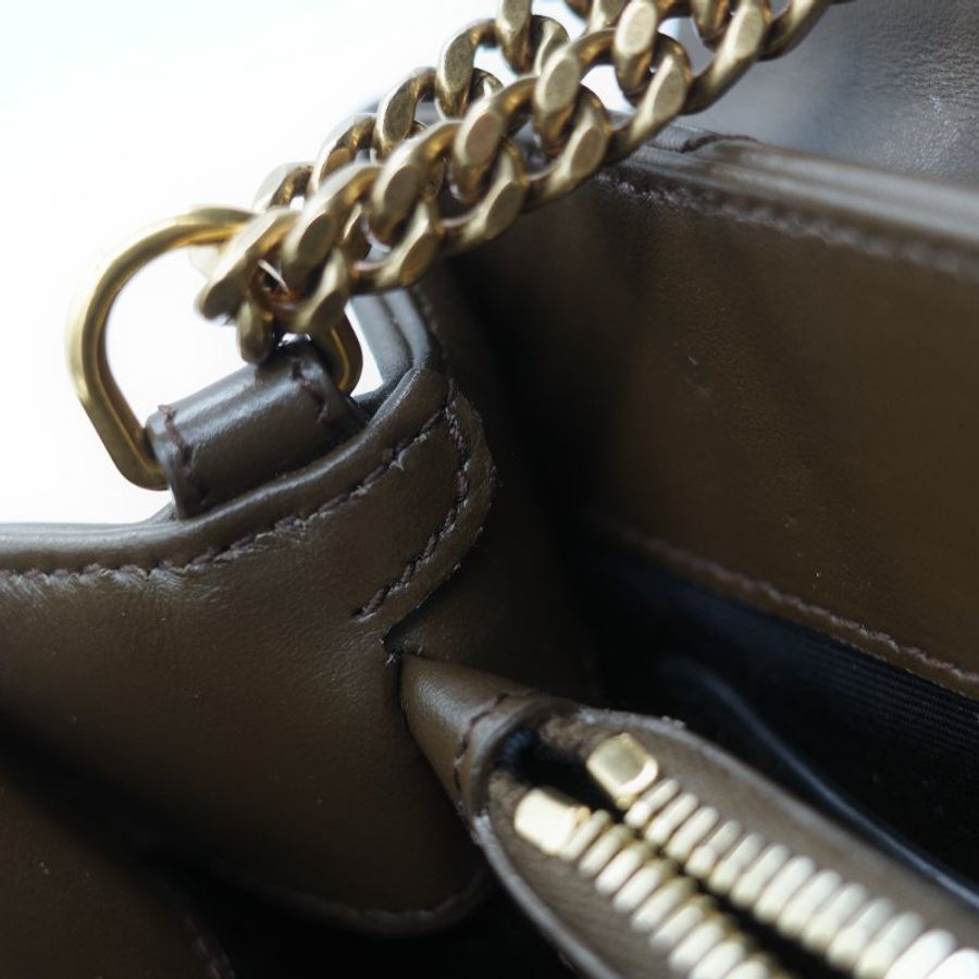 Saint Laurent YSL 聖羅蘭 Loulou 經典土褐色 絎縫小牛皮 Y 字縫線 翻蓋 鏈條斜背包-31