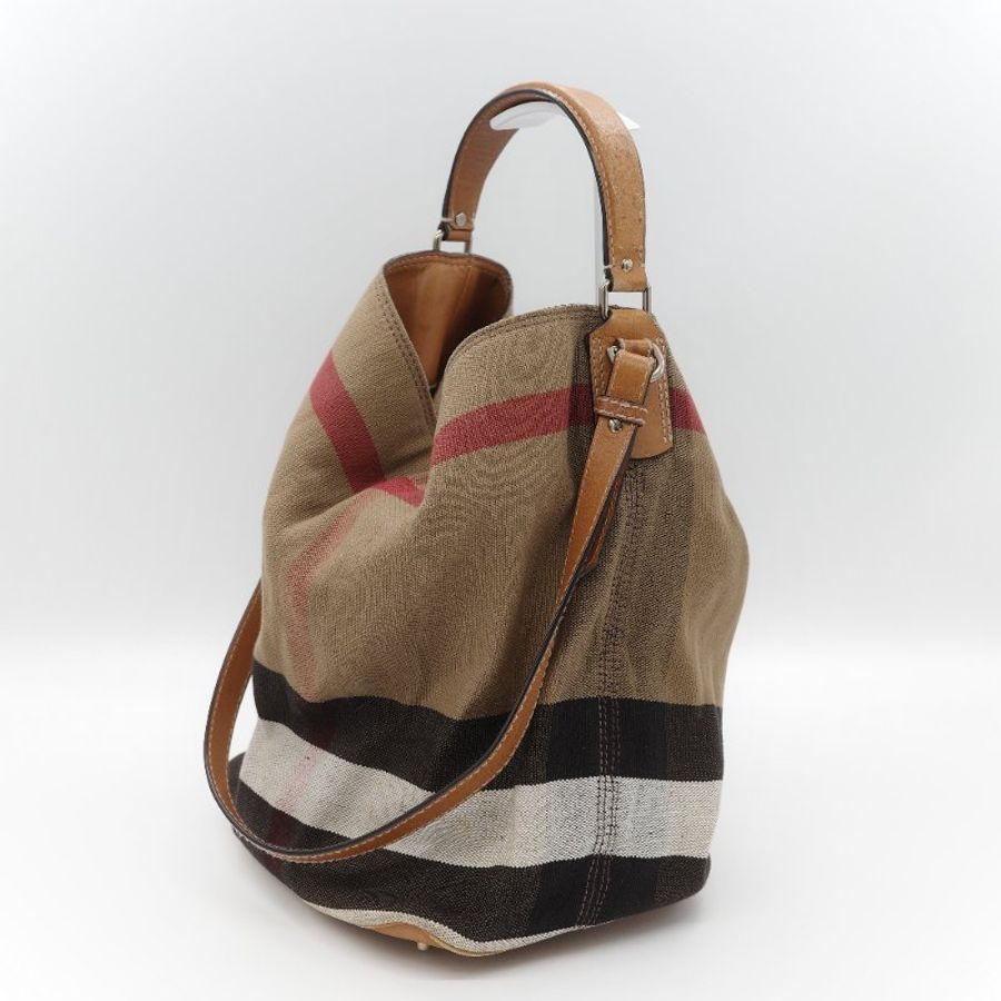 Burberry 巴寶莉 Ashby 中款 經典格紋 帆布水桶包-2