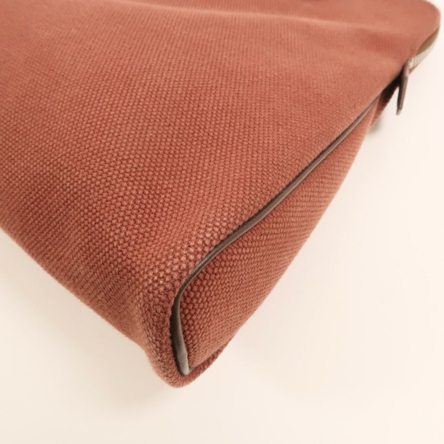 HERMES 帆布Heeboo Bag銀扣手挽袋Bordeaux-10