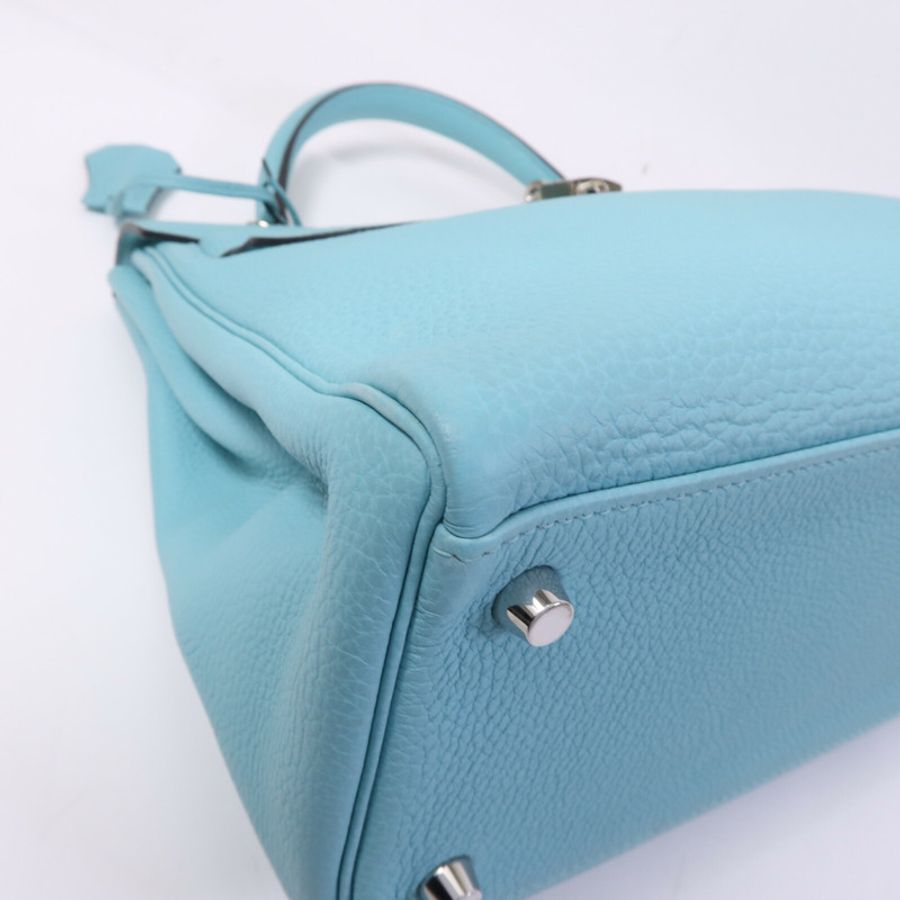 HERMES Clemence皮革Kelly 32手挽肩背兩用袋Bleu Atoll-11