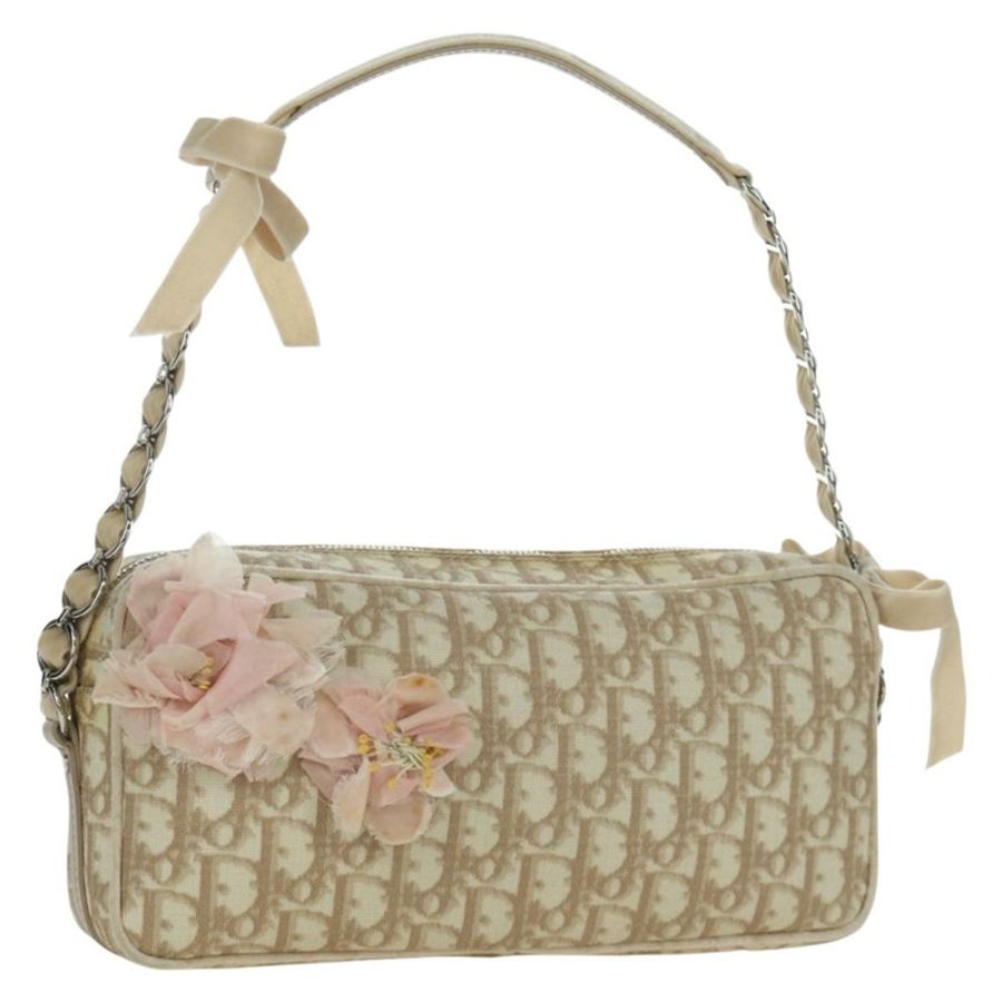 【日本直送】Christian Dior Trotter帆布少女包 PVC皮革 米色 銀色 正品 YKZ130SAV-0