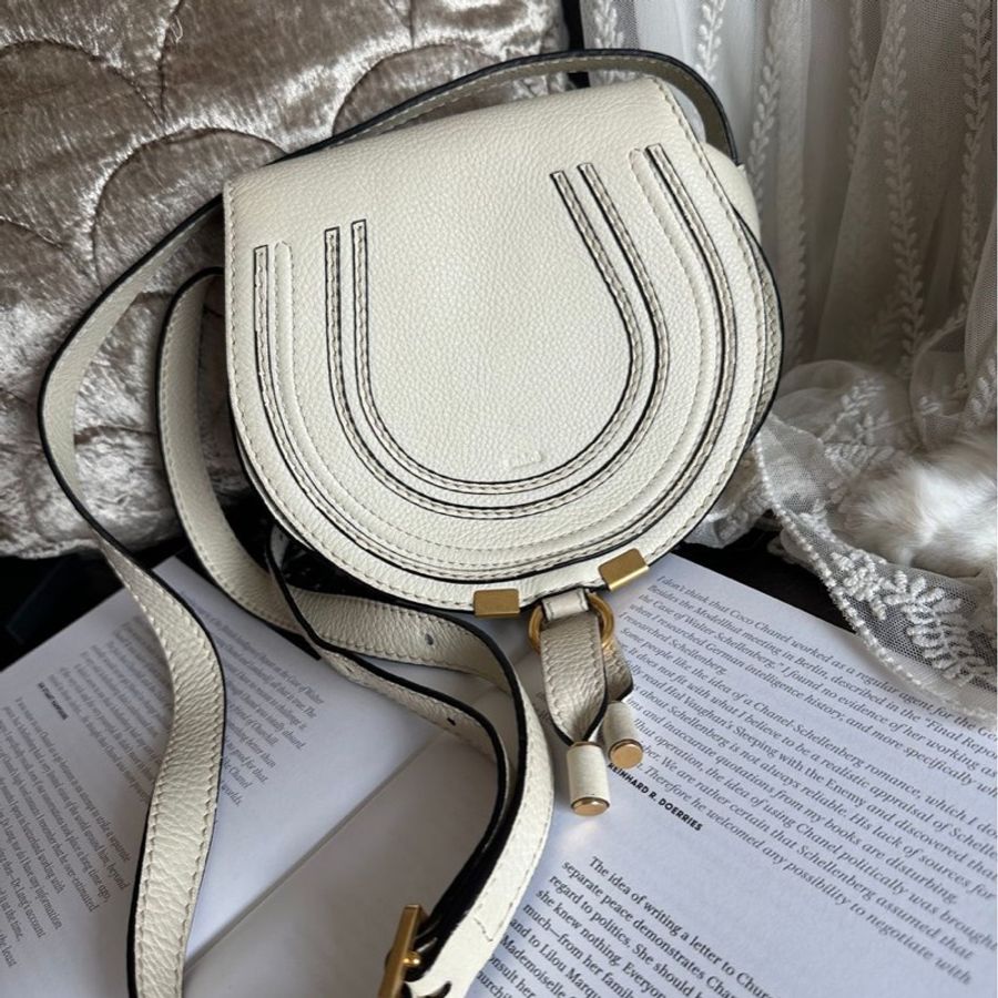 蔻依 馬鞍包 馬蹄包 肩背  手提包 側背包 斜背包 中古包 經典款 Chloe Marcie bag-4