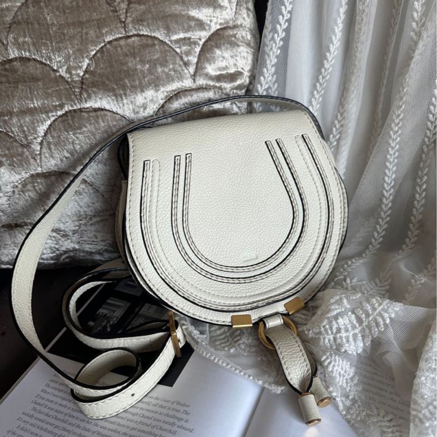 蔻依 馬鞍包 馬蹄包 肩背  手提包 側背包 斜背包 中古包 經典款 Chloe Marcie bag-6