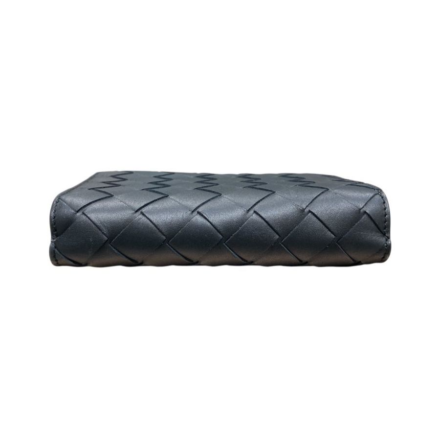 BOTTEGA VENETA 葆蝶嘉 INTRECCIATO編織雙折短夾 牛皮 黑色 銀釦-4