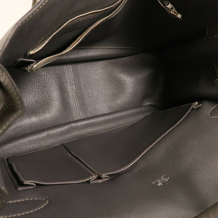 HERMES Togo皮革Jypesiere 37銀扣肩背袋Etain-4