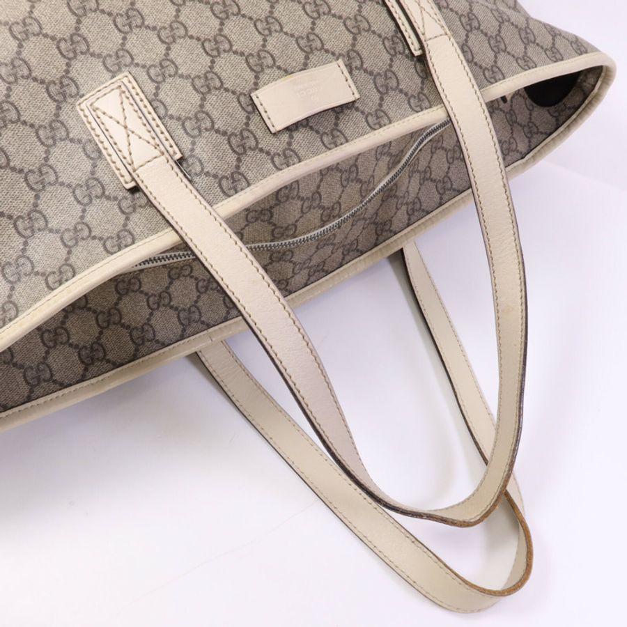 GUCCI 塗層帆布/牛皮皮革Tote Bag銀扣手挽袋-7
