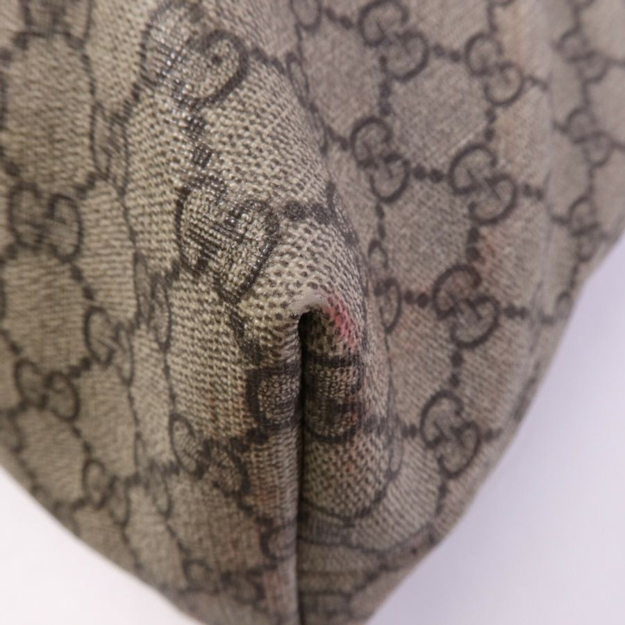 GUCCI 塗層帆布/牛皮皮革Tote Bag銀扣手挽袋-10