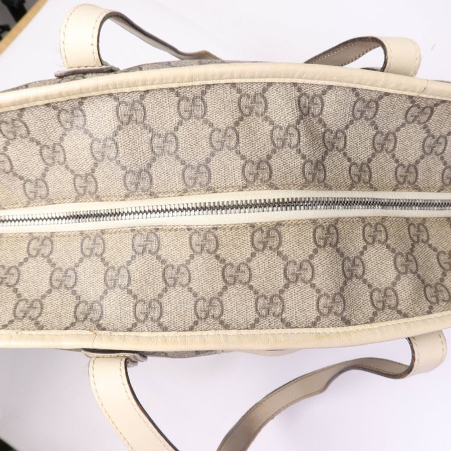 GUCCI 塗層帆布/牛皮皮革Tote Bag銀扣手挽袋-13