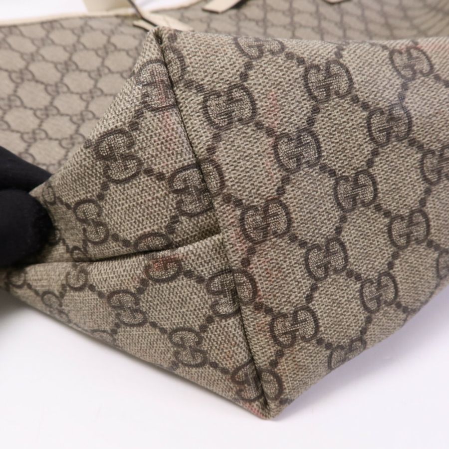GUCCI 塗層帆布/牛皮皮革Tote Bag銀扣手挽袋-17