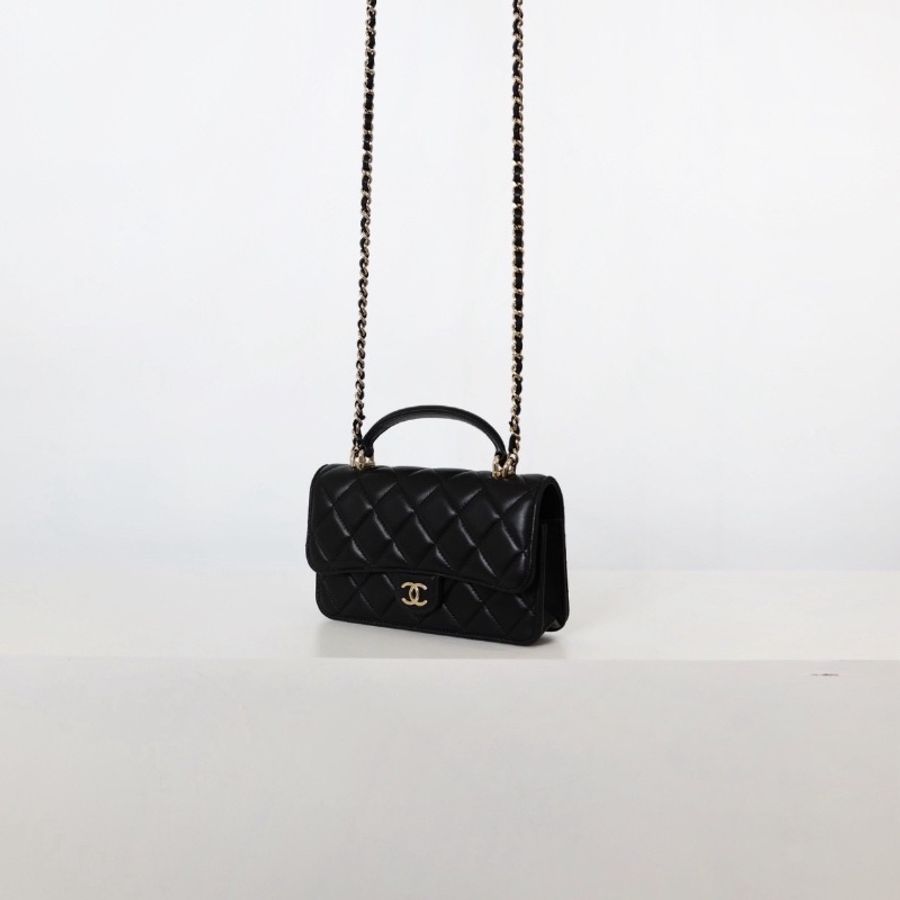 二手Chanel cf mini handle woc/黑金 芯片款-1
