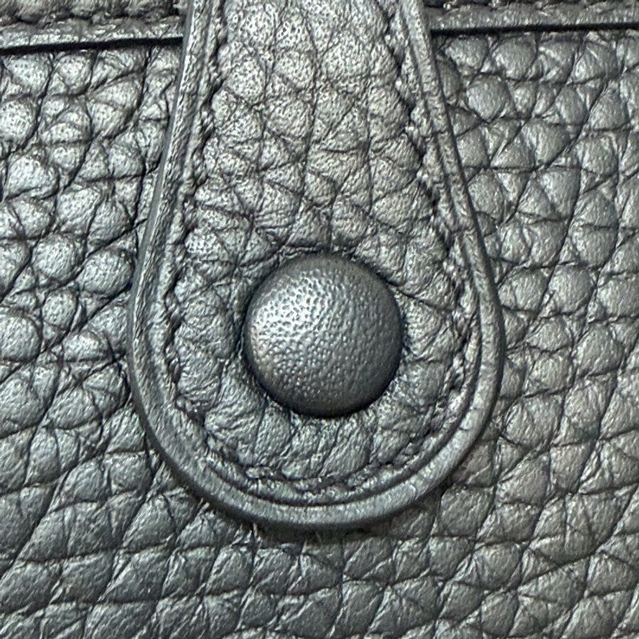 HERMES TC MINI EVELYNE 黑色荔枝皮 銀釦 洞洞包 肩背包 斜背包 2用包-18