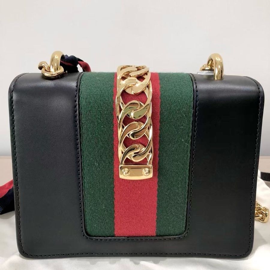 Gucci古馳Sylvie小號鏈條包黑色塞爾維亞-2
